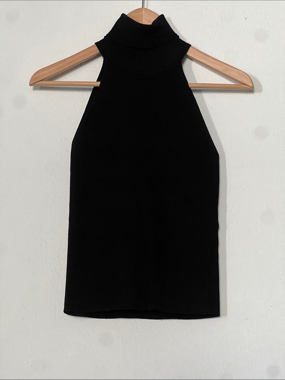 Zara Black Mock Neck Ribbed Tank Top